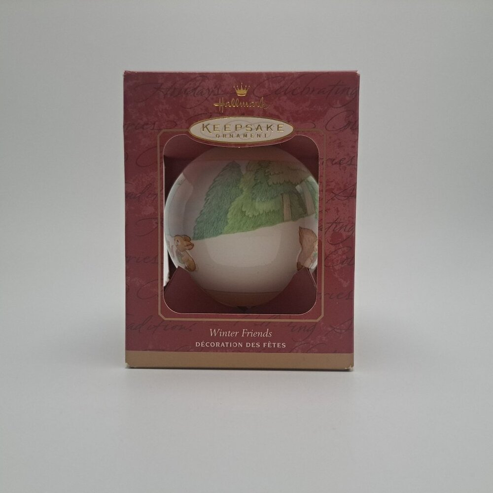 Hallmark Keepsake Ornament Winter Friends Glass Ball 2001 Design Christmas